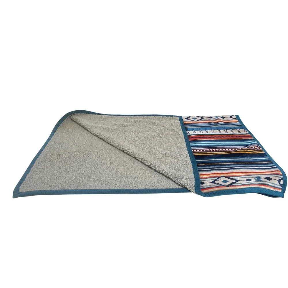 Southwestern Stripe Sherpa‎ Lined Throw Blanket